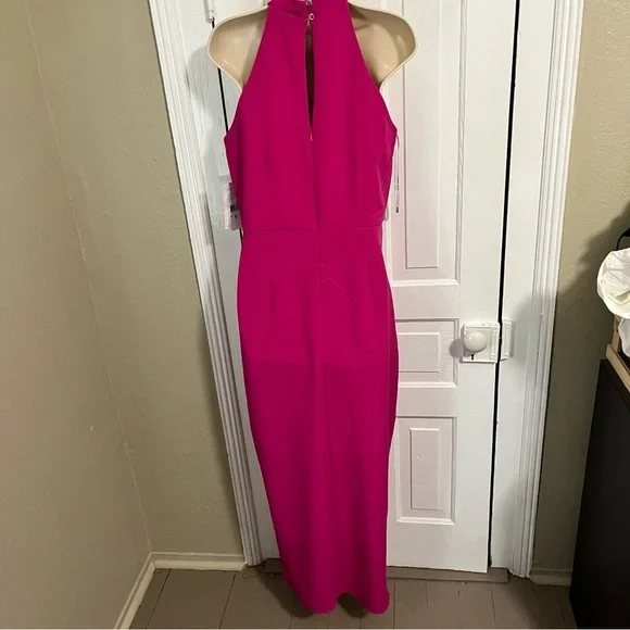 Julia Jordan Knot Neck Maxi Dress Hot Pink Fuchsia Size 8 U2 - Picture 3 of 9